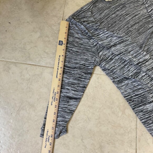 ANN TAYLOR LOFT Cardigan Sweater XL long line Black/ White Space Dyed Open Front - Picture 7 of 9